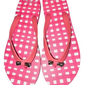 Coach Pink Checkered Sandals with Bow